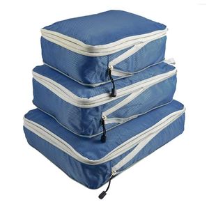 Depolama torbaları 3pcs/Sıkıştırma ile Taşınabilir Büyük Kapasiteli Aşınma Dayanıklı Paketleme Küp Naylon Seyahat 2 Yolu Bavul Su Geçirmez Fermuar