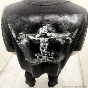 Herr tshirts tees lyxiga herrar designer modekläder Saint Michael Satans Silence Limited High Street Old Wash Vintage Short Sleeve Tshirt