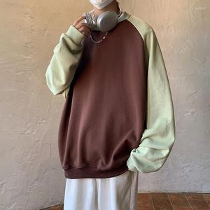 Men's Hoodies Trendy Patchwork Pullovers Sweatshirts Loose Fashion Harajuku Tops Man Oversized Streetwear Raglan Sleeve Tshirt