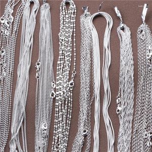 Pendanthalsband 5st/Lot Silver Plated Bambu Link Chain Water Wave Halsband Kedjor för kvinnor 16 