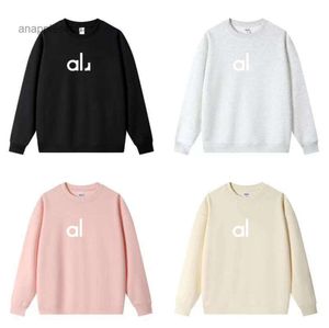 Al Women Yoga Kıyafet Mükemmel Büyük Boyu Sweatshirt Sweater Gevşek Uzun Kollu Mahsul Üst Fitness Egzersiz Crew Boyun Bluz Salonu Elbise Vestidos