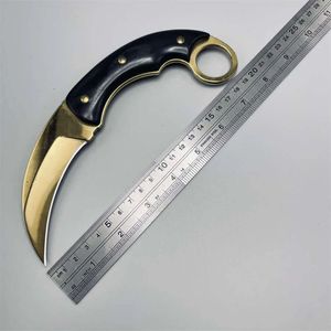 Tactical Knife 8.5 Inch Mt-20-84gd Fixed Blade Karambit Gold Finish with Nylon Sheath