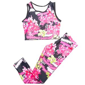 Rose Red Yoga Vest Leggings Women Sweatshirt Stretch Pants Gym Pullover Tops Sweatpants Sportswear Athletic