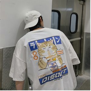 Men's T Shirts Cat Cartoon Graphic Men T shirt Casual Baggy Short Sleeve Japanese Style Oversized T Shirt Clothing 230419