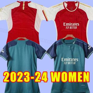 Women Arsen Soccer Jerseys 23 24 Smith Rowe Saka Martinelli Tierney 2023 2024 Odegaard Nketiah G.Jesus Fabio Vieira Zinchenko Saliba Home Away Third Girl