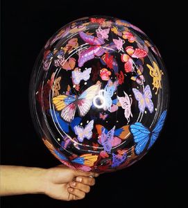 Printed Bounce Ball 20Inch Colorized Butterfly Party Decoration Luminous Toys Floating Balloon ml262690903