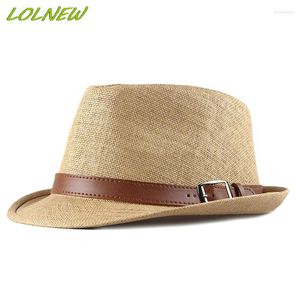 Szerokie brzegowe czapki Summer Słaska kapelusz Cool Men Fedora Panama Paper Retro dla mężczyzny Fedoras Cap z skórzanym paskiem PU