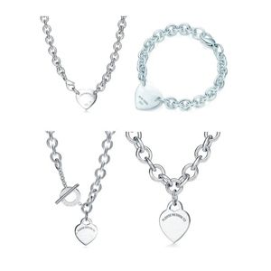 novo designer de jóias 925 prata esterlina estilo europeu chave retorno ao coração amor marca pingente colar pulseiras para mulheres colar de corrente presente para os amantes atacado