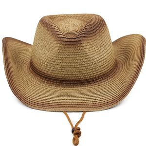 2023 Summer Sunhat Men Western Cowboy Straw Hat Wide Brim Hats Man Jazz Hat Male świąteczne czapki plażowe moda swobodna podróż na świeżym powietrzu Sunhats tata ochrona przed słońcem czapka