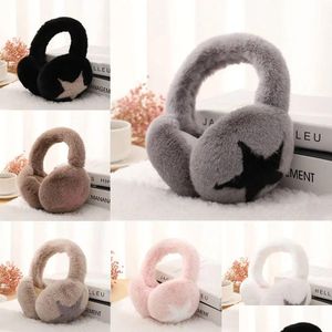 Ear Muffs Ear Muffs 1Pc Cute Stars Pattern Warm Earmuffs For Women Girls Winter Outdoor Warmers Soft Furry Ers Foldable 231101 Drop De Otmmp