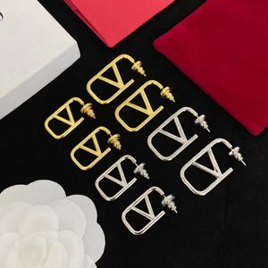 Klassische 18K Gold-Silber-Buchstaben-Ohrringe für Damen, schlichter Marken-Designer-Schmuck, hohe Qualität, mit Box