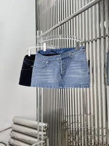 Women's Shorts Irregular Strap Decoration Denim Half Skirt With Safety Pants To Prevent Exposure