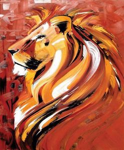 Pintados à mão pós moderno abstrato leões pintura café restaurante el villa decoração de casa pendurado animal selvagem picture6535816