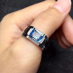 Klaster Pierścienie Wspaniałe 6 8 mm rozmiar Natural Blue Topaz Gem Pierście