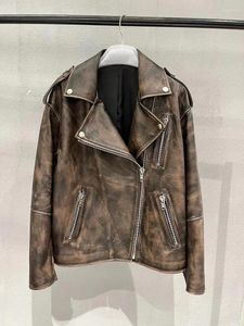 Women's Leather Jacket Women Genuine Lambskin Oversized 2023 Vintage Y2K Clothese Luxury Motorcyle Jackets And Coats High Quality