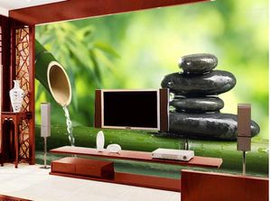 Bakgrundsbilder 3D väggmålning Bakgrund Pebbles bambu anpassad vägg modern konstmålning hög kvalitet