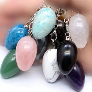 Kolye Kolyeleri Çok renkli Doğal Kristal Sarkaç Terapisi Reiki İyileştirici Dowsing Taş Takı Su Damlası Neckalce