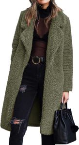 Angassion Women's Fuzzy Fleece Lapel Open Front Long Cardigan Coat Faux Fux ware Winter Outwear Jackets 20yaof