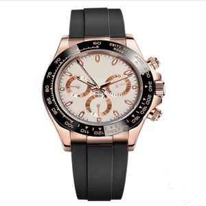 Armbandsur Master Design Men's Sports Ceramic Watch Ring Rose Gold Rostfritt stål Fodral Rummband Fällbar spänne275V