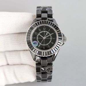 Keramikkvinnor tittar på automatiska mekaniska klockor 33mm fodral med diamantsafir Luminous Lady Wristwatch Waterproof Montre de Luxe