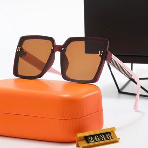 Óculos de sol de grife para mulheres homens letra de sol dos óculos óculos de praia Tons ao ar livre PC Frame Goggles Sport Driving Luxury With Case
