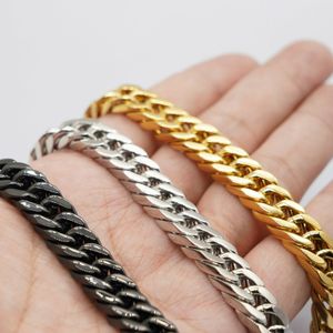 MENDEL Set di bracciali con collana a catena a maglia cubana Miami placcato oro 14K da uomo da 10 mm in acciaio inossidabile da uomo