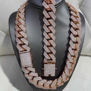 Colares Hip Hop Rapper Pingente Cadeia Cubana 925 Prata 25mm Largura 4 Linhas Vvs Moissanite Completa Iced Out Cuban Link Chain Necklace1233