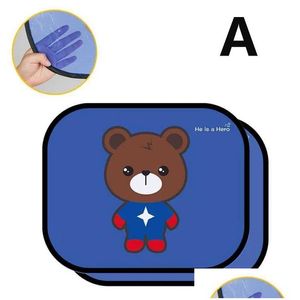 Car Sunshade 6/10/12Inch Sier 2Pcs Cartoon Foldable Car Sun Shades Window For Rear And Side Heat Shield Protect Baby Drop Delivery Aut Otbfu