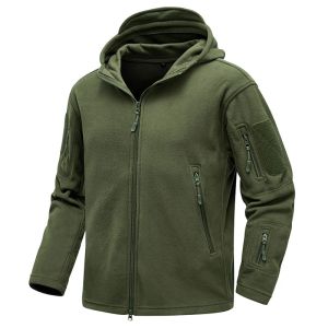 Men Tactical Fleece Hoodie Jacket US SWAT Outdoor Multi-pocket Windproof Warm Full Zip Coat Winter Hiking Safari Jacket