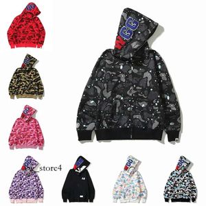 Bapesta 23SS Shark Hoodies Mens Designer Hoodies Män kvinnor Stylist Jacket Hoodie Camouflage Print Outdoor Casual Sweatshirts For Man Size 7254