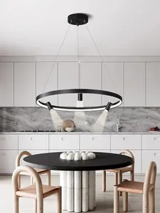 Pendant Lamps Nordic Minimalist Creative Personality Atmosphere Ring With Spotlights Multicolor Light For Living Room