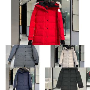 2023 Womens Puffer Down Jacket Parkas Designer med klassisk bokstav mode huva stora fickjackor Vinter varm lång bomullsrock A1