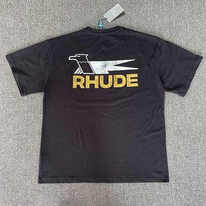 Дизайнерская модная одежда Футболки Футболки в стиле хип-хоп Rhude American High Street Vintage Logo Футболка с короткими рукавами для мужчин и женщин Уличная одежда Свободная спортивная одежда