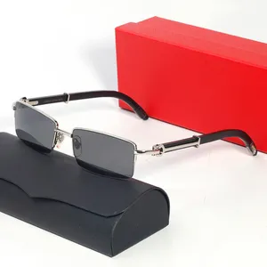 silver fashion designer sunglasses for women mens carti glasses rectangular rimless lunette eyeglasses frameless wooden frames eyewear accessories with box