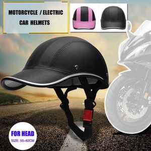 バイカーホースライダーのサイクリングヘルメットGorras Hombre Casquette Homme Capacete Ciclismo PU Leather Motorcycle Half Face Helmet Baseball Cap P230419