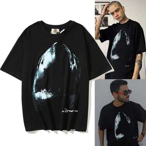 Tees TShirts Luxury Mens Designer Fashion clothing the Correct Version of Represents Great White Shark Print Short Sleeve Vintage High Street Loose Cotton Versatil