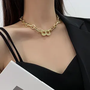 Naszyjniki wiszące gd luksusowy design hiphop punkowy Chunky łańcuch naszyjnik z literą B Charm Choker w złotym kolorze gotycka biżuteria dla kobiet