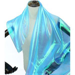 Tecidos fluorescentes de moda de tecido colorido de gaze de gaze de gaze decoração de casamento de casamento de vara de tecido holográfico transparente por metro 230419