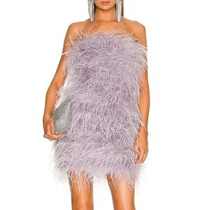 Casual Dresses Elegant 100% Ostrich Feather Mini Cocktail Dresses Sexy Strapless Short Prom Dress Wedding Birthday Party Gowns S4082 230420