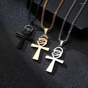 Catene in acciaio inossidabile in acciaio inossidabile in Egitto con occhio di collana a sospensione Horus in colore oro argento nero