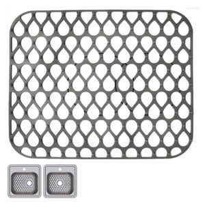 Bordmattor Silikon Kitchen diskbänk Matta Great Protector Grid Accessory Grey för botten av bondgård rostfritt stål porslin