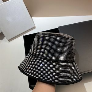 New Full Diamond Fisherman Hat Fashion High Quality Bucket Hats Acetic Acid Solid Color Pot Hat Versatile Outdoor Sunshade Casual Hat