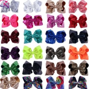 8 -calowe cekiny Bows Girls Hair Clip butique Ins Rainbow Bows Princess Hair