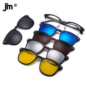 Sunglasses Frames 5PCS Magnetic Polarized Clip On Sunglasses Women Men Plastic Frame for Night Driving Sunglasses UV400 230419