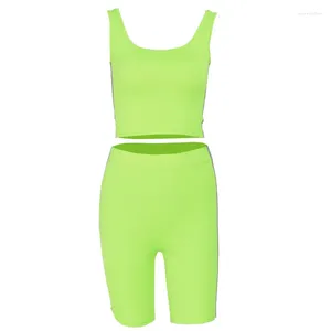 Yoga Outfits Selling Set Tank Top Vest High Waist Shorts Leggings Reflective Workout Sports Suit