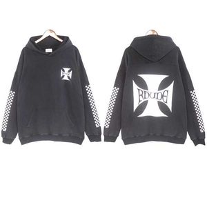 Designerkläder Luvtröjor Mode Sweatshirts Rhude Rutbräde Rutigt tvättad Gammal Trend Märke Lös Os Luvtröja Herr Dam High Street Tröja Kappa Höst