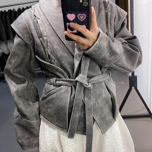 Women's Leather YOLOAgain 2023 Vintage Real Jacket Women High Quality Genuine Ladies Streetwear