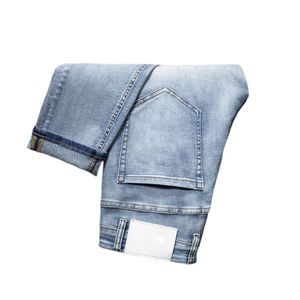 Männer Jeans Frühling Sommer Dünne Männer Slim Fit Europäischen Amerikanischen High-end-Marke Kleine Gerade Doppel F Hosen F215-2