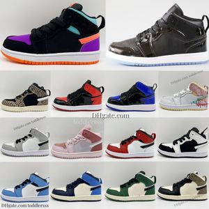 Kids 1 Basketball Shoes UV 1s Running Boys Mid High Sneakers Girls Children Sport Trainers Bred Youth Kid Outdoor Shoe Toddlers Preschool Athletic Sneaker Space Jam