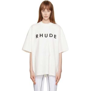 Designer de roupas de moda camisetas Hip Hop Camisetas Rhude American High Street Simples Slogan Imprimir Solto Oversize T-shirt Homens Mulheres Streetwear Tops Sportswear